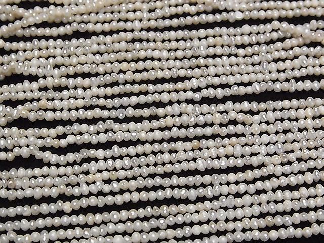 Fresh Water Pearl AA White Potato-Rondelle 2.5mm 1strand beads (approx. 14 inches/35 cm)