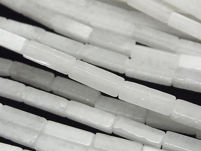 White Jade 4-Faceted Tube 13x4x4mm 1strand beads (approx. 15inch/36cm)