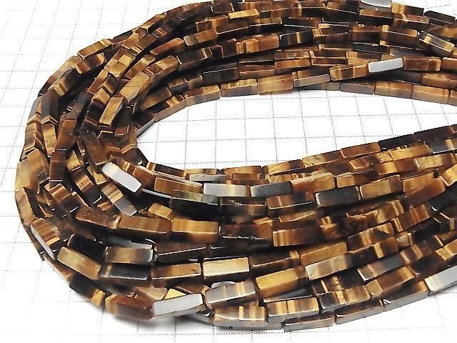Yellow Tiger's Eye AA++ 4-Faceted Faceted Tube 13x4x4mm 1strand beads (approx. 14inch/35cm)