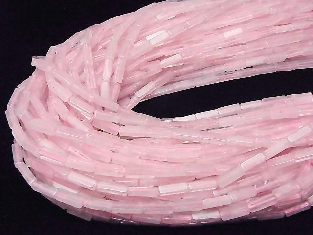 Rose Quartz AA++ 4Faceted Faceted Tube 13x4x4mm 1strand beads (aprx.15inch/36cm)