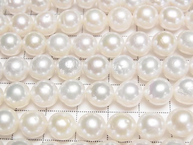 Fresh Water Pearl AA++ Semi Round 8-9mm White 1strand beads (approx. 15 inches/38 cm)