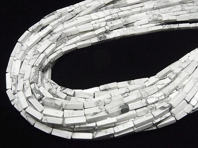 Howlite Magnesite 4Faceted Faceted Tube 13x4x4mm 1strand beads (aprx.15inch/36cm)