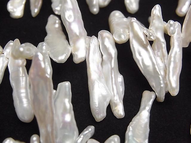 Fresh Water Pearl Keshi Pearls AA++ 20-25mm Stick White Top/Side Drilled Hole 1strand beads (approx. 15inch/37cm)