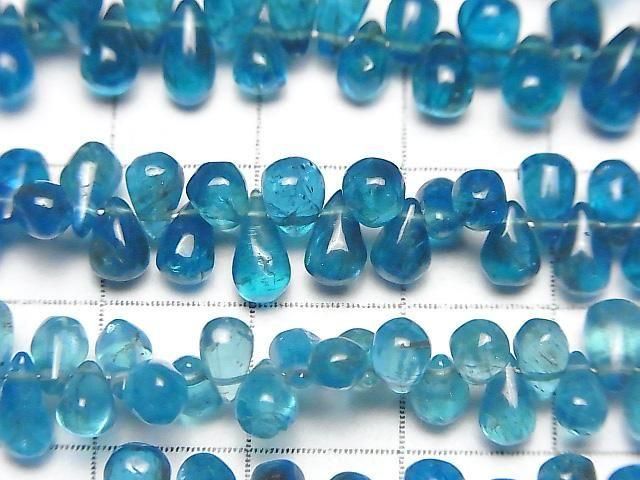High Quality Neon Blue Apatite AAA- Drop (Smooth) Half or 1strand beads (approx. 7 inches/18 cm)