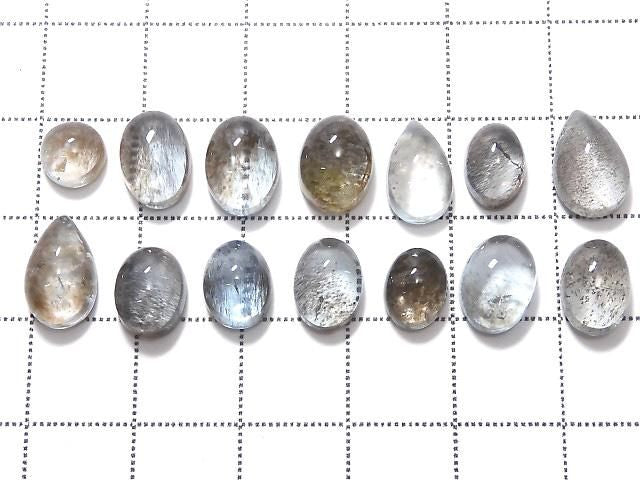High Quality Aquamarine AAA- Cabochon Moss 14pcs Set NO.3 [One of a kind]