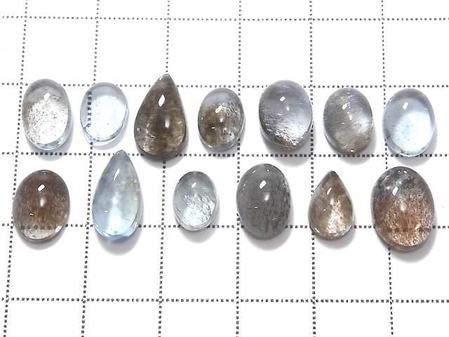 High Quality Aquamarine AAA- Cabochon Moss 13pcs Set NO.4 [One of a kind]