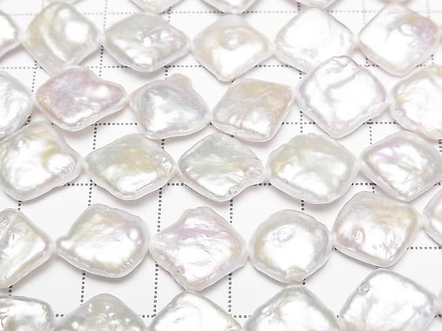 Fresh Water Pearl AA++ Diamond 12x12x4mm White Half or 1strand beads (approx. 15inch/36cm)