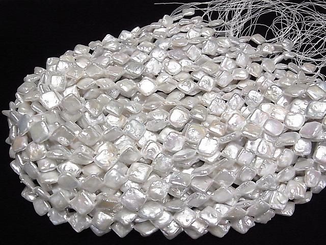 Fresh Water Pearl AA++ Diamond 12x12x4mm White Half or 1strand beads (approx. 15inch/36cm)
