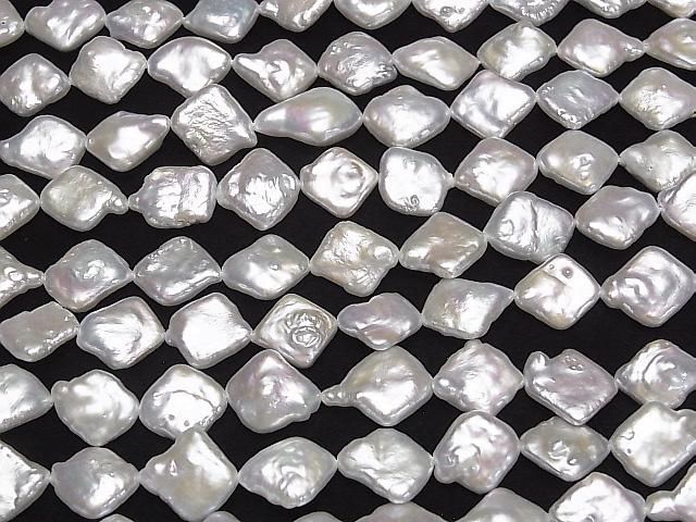 Fresh Water Pearl AA Diamond 12x12x4mm White 1strand beads (approx. 15inch/36cm)