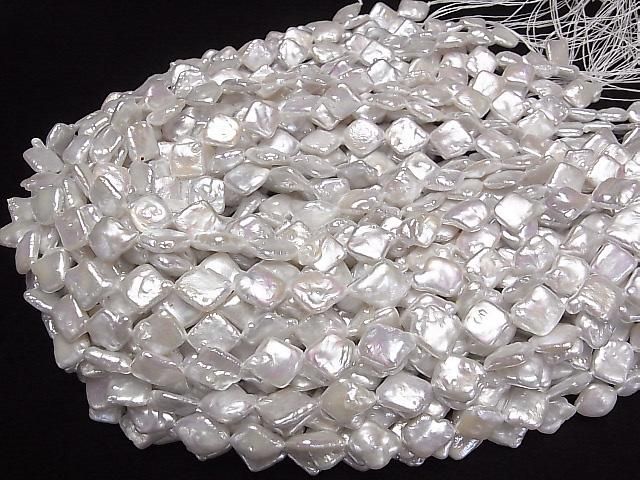 Fresh Water Pearl AA Diamond 12x12x4mm White 1strand beads (approx. 15inch/36cm)