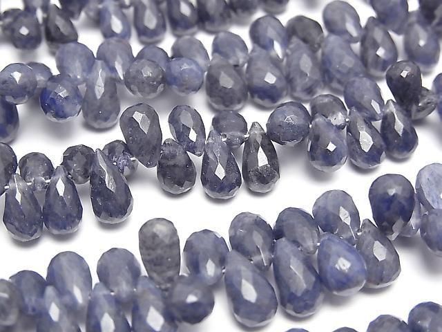 Blue Quartz Drop Faceted Briolette [S size] half or 1strand beads (approx. 6 inches/16 cm)