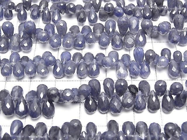 Blue Quartz Drop Faceted Briolette [S size] half or 1strand beads (approx. 6 inches/16 cm)
