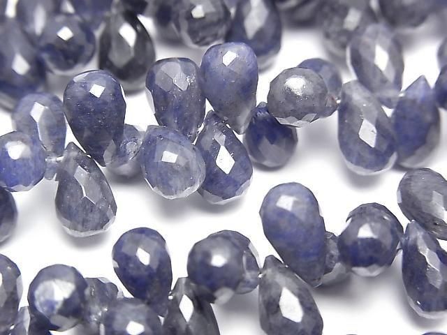 Blue Quartz Drop Faceted Briolette [S-M size] half or 1strand beads (approx. 6 inches/16 cm)