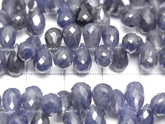 Blue Quartz Drop Faceted Briolette [S-M size] half or 1strand beads (approx. 6 inches/16 cm)