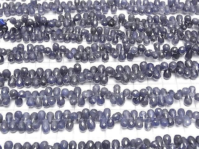 Blue Quartz Drop Faceted Briolette [S-M size] half or 1strand beads (approx. 6 inches/16 cm)