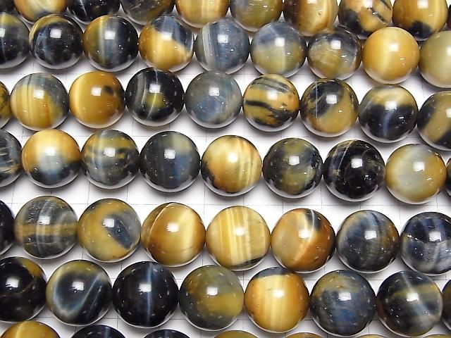 Silver-blue & golden Tiger's Eye AA++ Round 16mm half or 1strand beads (approx. 15 inches/36 cm)