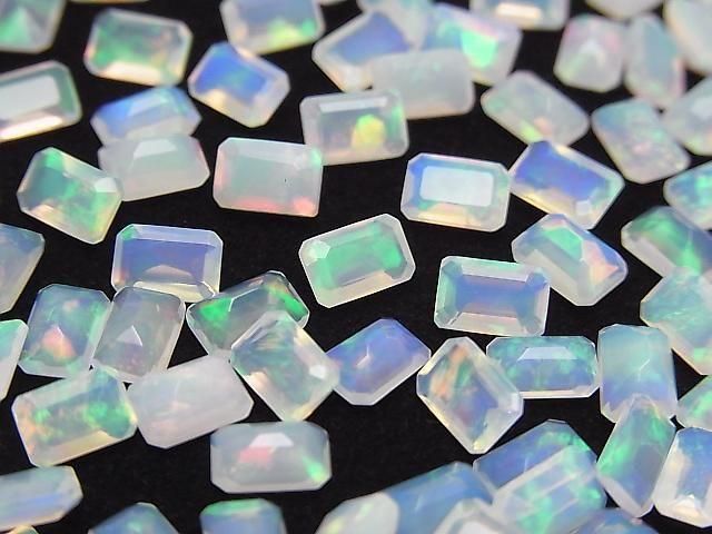 High Quality Ethiopian Opal AAA Loose Stone Rectangle Faceted 6x4mm 5pcs