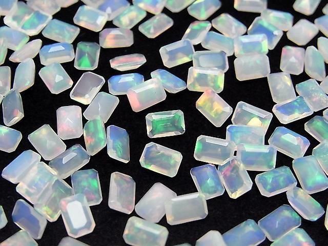 High Quality Ethiopian Opal AAA Loose Stone Rectangle Faceted 6x4mm 5pcs