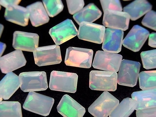 High Quality Ethiopian Opal AAA Loose Stone Rectangle Faceted 7x5mm 5pcs