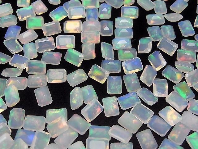 High Quality Ethiopian Opal AAA Loose Stone Rectangle Faceted 7x5mm 5pcs