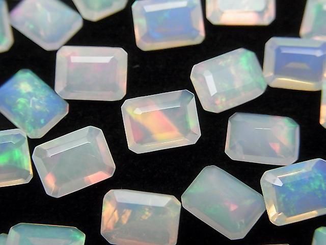 High Quality Ethiopian Opal AAA Loose Stone Rectangle Faceted 8x6mm 2pcs