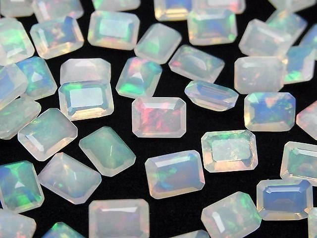 High Quality Ethiopian Opal AAA Loose Stone Rectangle Faceted 8x6mm 2pcs