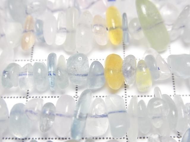 Beryl Mix (Multicolor Aquamarine) AA++ Chips (Small Nugget) 1 strand beads (approx. 15 inches/38 cm)