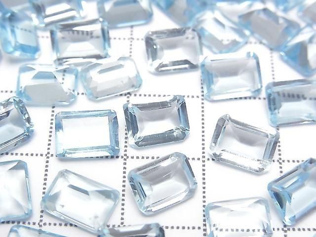 High Quality Sky Blue Topaz AAA Loose Stone Rectangle Faceted 8x6mm 2pcs