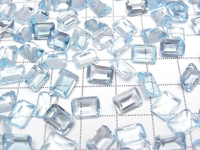 High Quality Sky Blue Topaz AAA Loose Stone Rectangle Faceted 8x6mm 2pcs