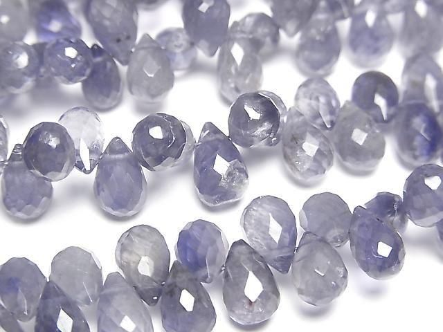 High Quality Iolite AA++ Drop Faceted Briolette [Light color] half or 1strand beads (aprx.6inch/16cm)