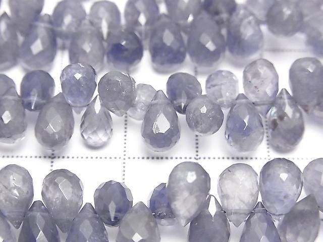 High Quality Iolite AA++ Drop Faceted Briolette [Light color] half or 1strand beads (aprx.6inch/16cm)