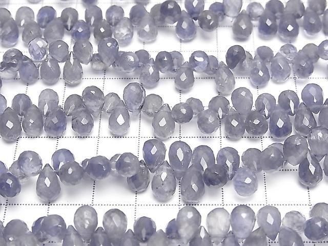 High Quality Iolite AA++ Drop Faceted Briolette [Light color] half or 1strand beads (aprx.6inch/16cm)