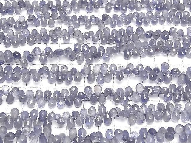 High Quality Iolite AA++ Drop Faceted Briolette [Light color] half or 1strand beads (aprx.6inch/16cm)