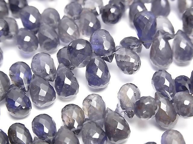 High Quality Iolite AA++ Drop Faceted Briolette [Medium-Dark Color] Half or 1strand beads (approx. 6 inches/16 cm)
