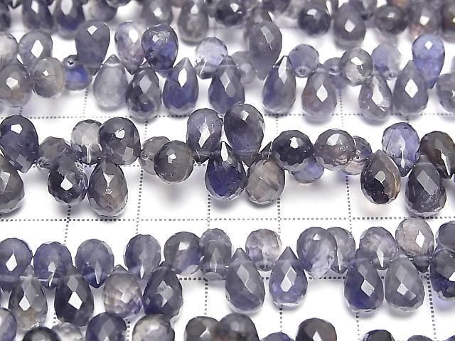 High Quality Iolite AA++ Drop Faceted Briolette [Medium-Dark Color] Half or 1strand beads (approx. 6 inches/16 cm)