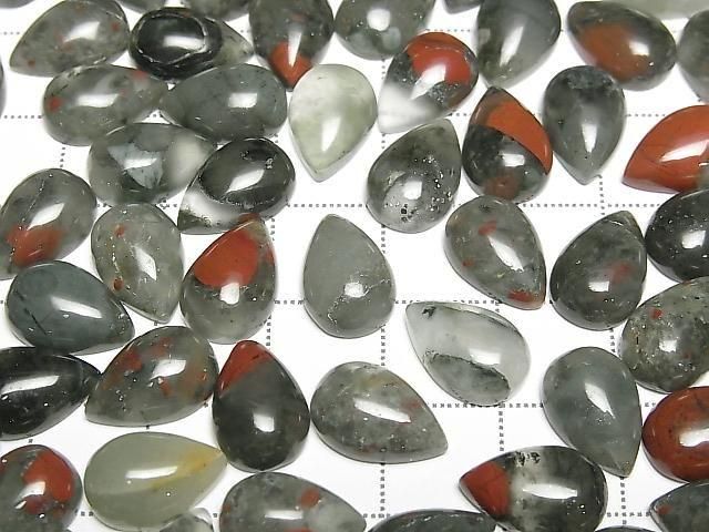African Bloodstone Pear shape Cabochon 12x8mm 4pcs