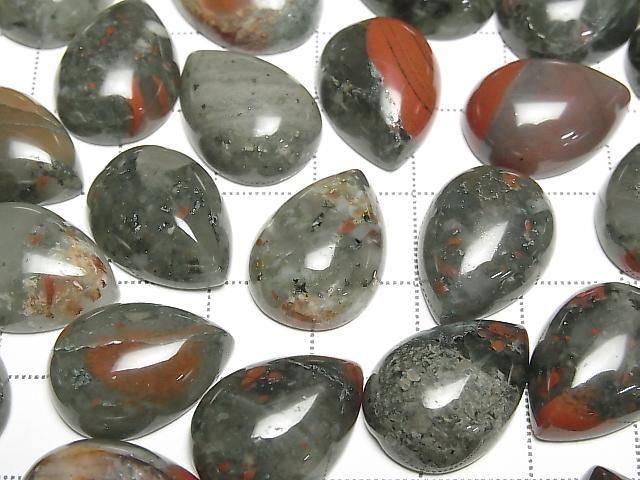 African Bloodstone Pear shape Cabochon 18x13mm 3pcs