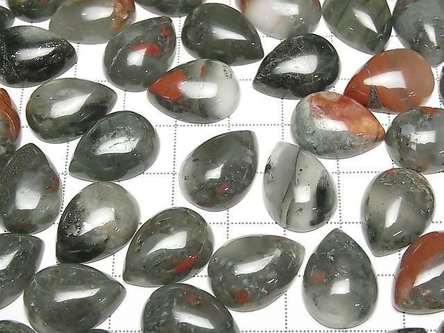 African Bloodstone Pear shape Cabochon 18x13mm 3pcs
