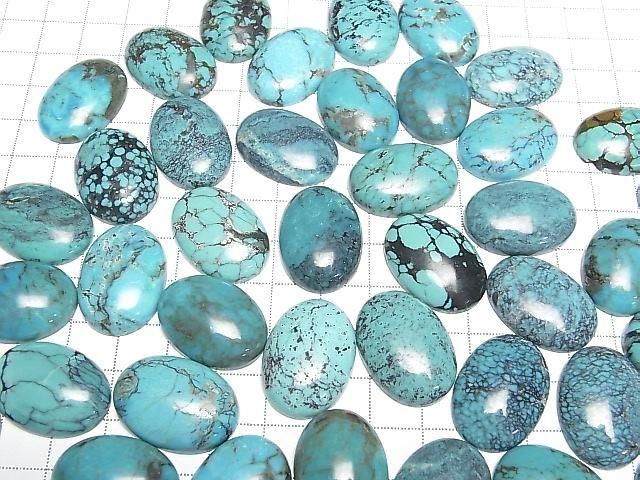 Turquoise AA++ Oval Cabochon 25x18mm Patterned 1pc