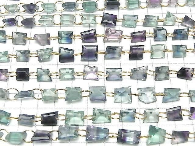 High Quality Multicolor Fluorite AAA Fancy Shape Cut [Double Hole] 1 Strand (7pcs)