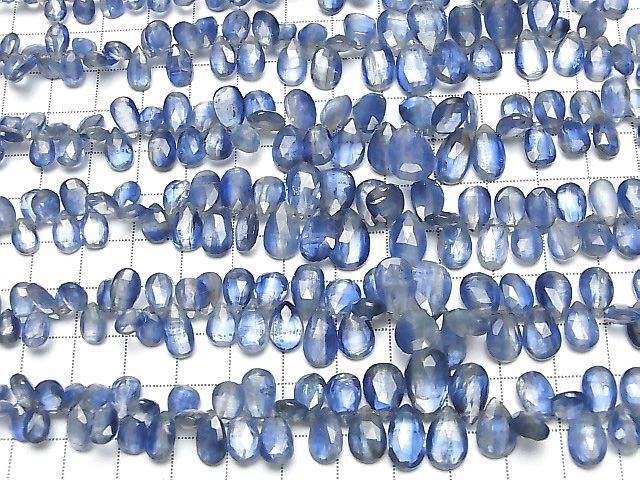 Kyanite AA++ Pear shape Faceted Briolette half or 1strand beads (aprx.7inch/18cm)
