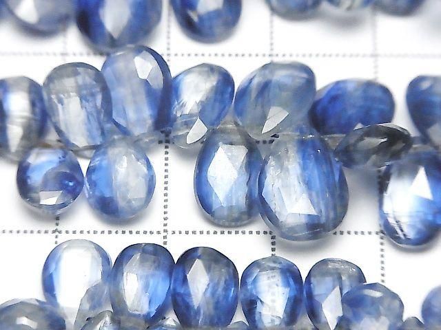 Kyanite AA++ Pear shape Faceted Briolette half or 1strand beads (aprx.7inch/18cm)