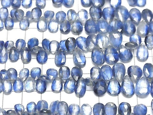 Kyanite AA++ Pear shape Faceted Briolette half or 1strand beads (aprx.7inch/18cm)