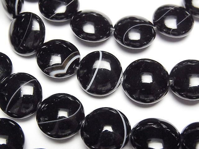 Striped Onyx Coin 12x12mm half or 1strand beads (approx. 15inch/36cm)