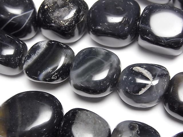 Black Agate Nugget 1strand beads (approx. 14 inches/35 cm)