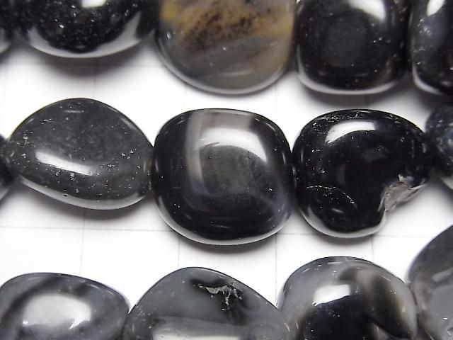 Black Agate Nugget 1strand beads (approx. 14 inches/35 cm)