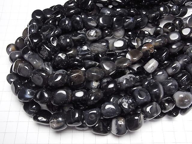 Black Agate Nugget 1strand beads (approx. 14 inches/35 cm)