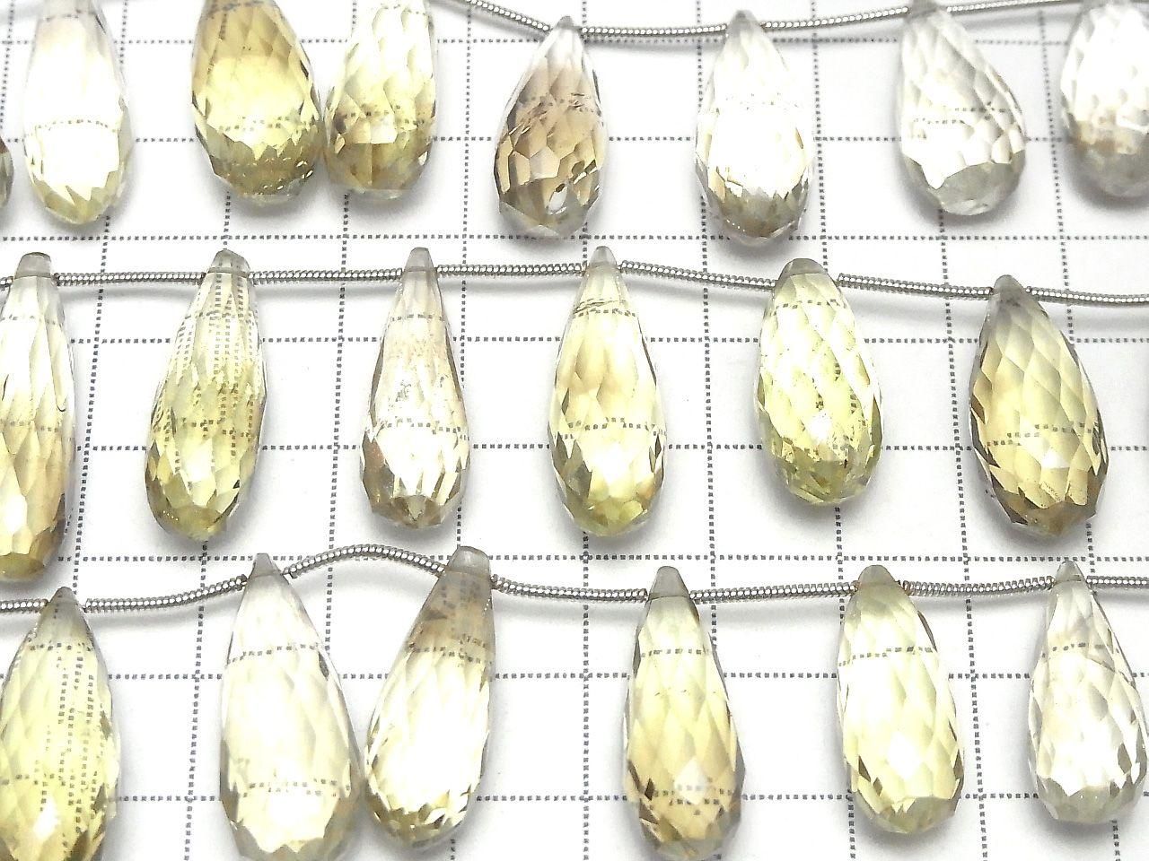 High Quality Lemon x Smoky Quartz AAA- Drop Faceted Briolette 1strand (10pcs )
