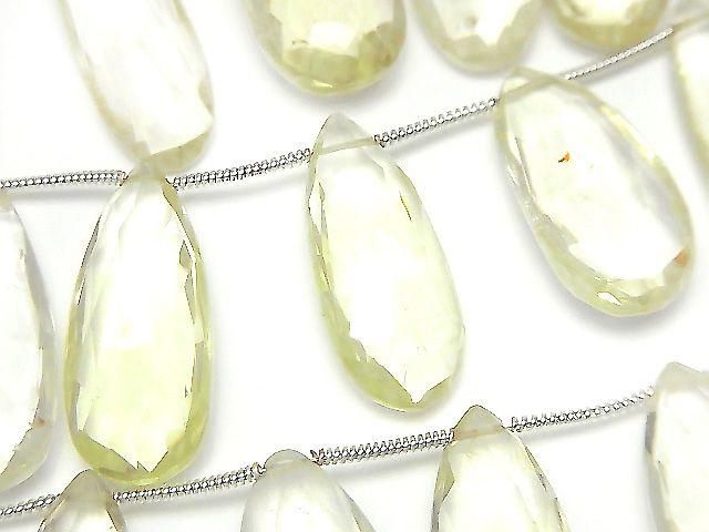 High Quality Lemon Quartz AAA- Pear shape Faceted Briolette 1strand (10pcs )