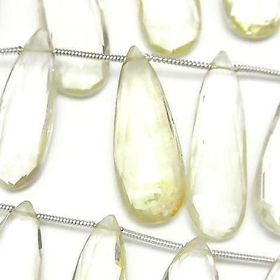 Hochwertiger Zitronenquarz AAA- Tropfenform facettierte Briolette 1 Strang Perlen (10 Stück)